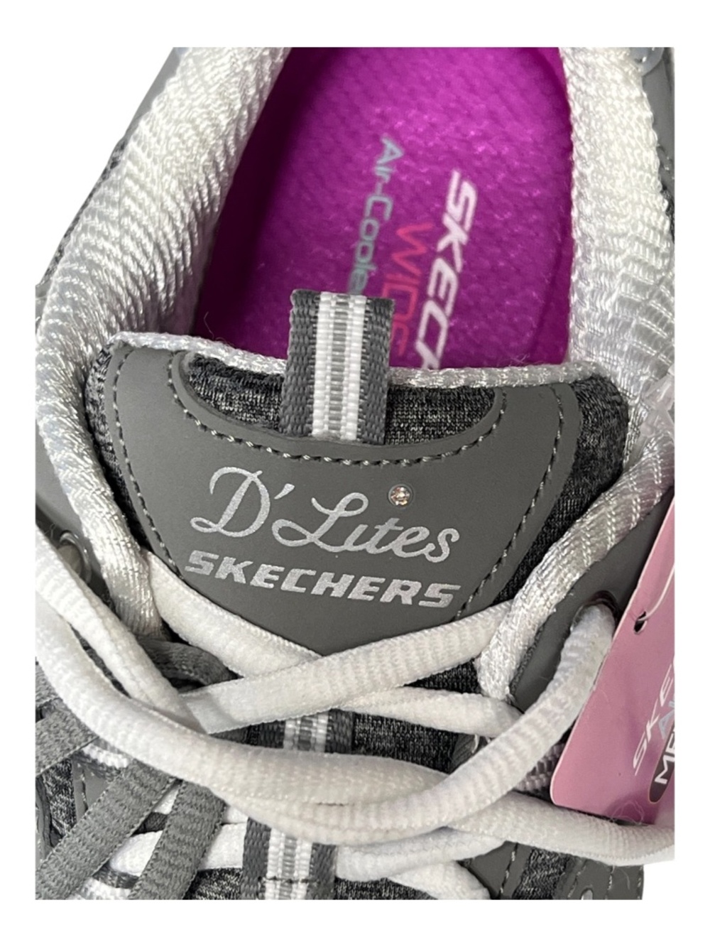 NWT Skechers D’Lites Me Time Walking Sneakers Gray/White | Size 9.5 Wide - Picture 7 of 10